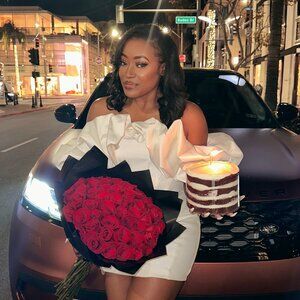 House of CB 'Selena' Ivory Satin Ruffle Strapless Dress size M